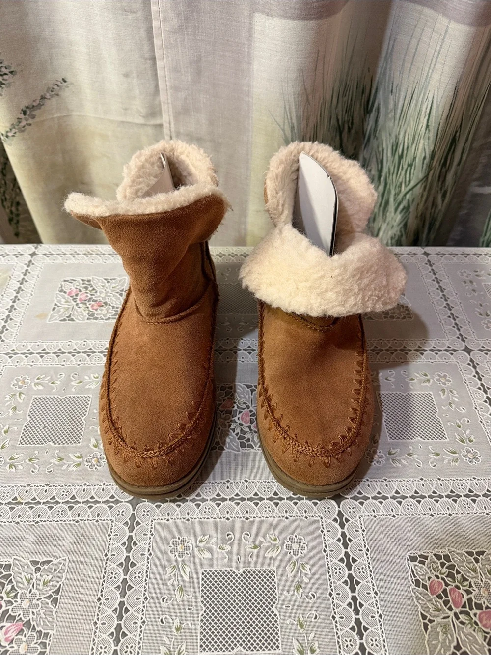 Woman’s Cozy Faux-Shearling Booties in Brown